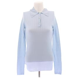 Prada Polo blu a maniche lunghe in cashmere