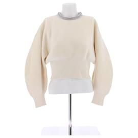Maglione bianco con colletto di strass in lana - Alexander Wang