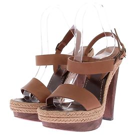 Sandali con piattaforma effetto espadrille Christian Louboutin Marrone