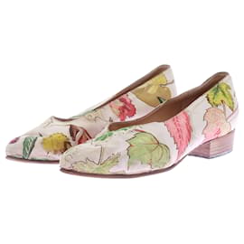 Hermès Ballerinas aus weißem Canvas Blattprint Gr. 38
