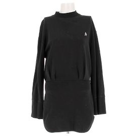 Vestido de suéter curto preto com mangas longas Attico