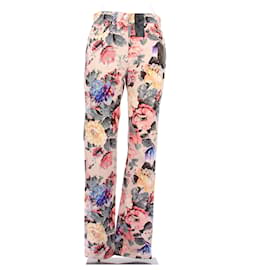 Jeans Louis Vuitton con Estampado Floral Rosa de Algodón