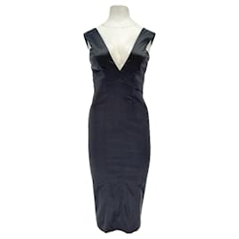 Just Cavalli Schwarzes ärmelloses Midikleid aus Satin