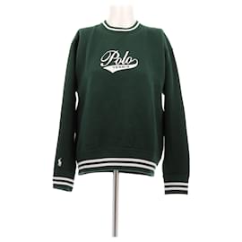 Maglione Ralph Lauren Verde in Cotone con Bordino Bianco
