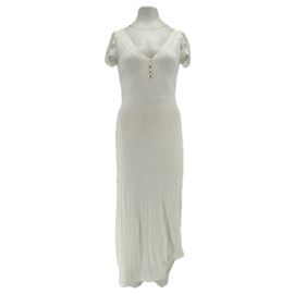 Vestido maxi de malla blanca SéZane con mangas cortas