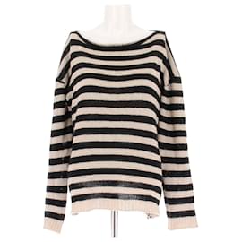 Dior Gestreifter Wollpullover Schwarz und Beige