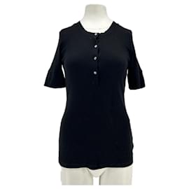 James Perse Schwarzes Button-Up T-Shirt Viscose - Autre Marque