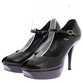 Escarpins à plateforme en cuir noir Yves Saint Laurent