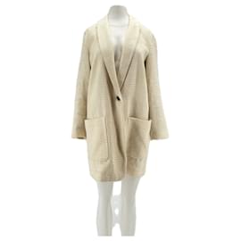 Blazer largo blanco texturizado Pomandère