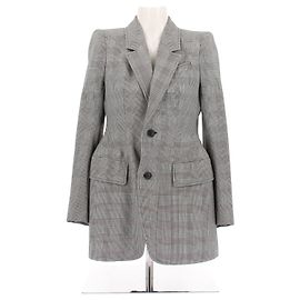 Blazer Hourglass in lana bianco e nero Balenciaga