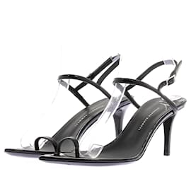Sandalias de cuero charol negro - Giuseppe Zanotti