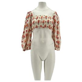 Autre Marque Crop top estampado de manga larga MALIE blanco algodón