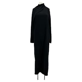 Vestido largo negro de viscosa con mangas largas The Row