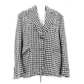Blazer de tweed negro y blanco Versace