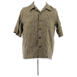 Camicia Saint Laurent con stampa leopardata beige in cotone