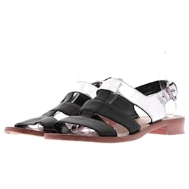 Sandali Miu Miu in pelle nera e argento