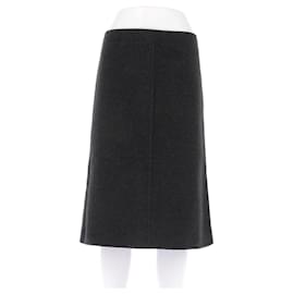 Falda midi de lana gris Mango