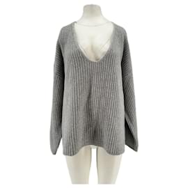 Maglione BY AYLIN KOENIG in lana grigio scollo a V S - Autre Marque