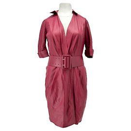Elisabetta Franchi Chaqueta vestido de cuero vegano burdeos