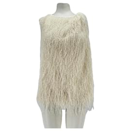 Autre Marque Top sin mangas blanco con flecos CLEA
