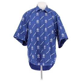 Camicia Balenciaga blu in cotone con logo