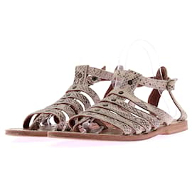 KJACQUES Ledersandalen Python Print Grau - Autre Marque