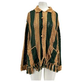Autre Marque BAZISZT Häkel-Cardigan Grün und Beige