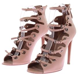Alaïa Lederpumps Beige mit Riemchen