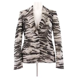 Chaqueta Lanvin con estampado de cebra en seda gris