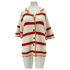 Cardigan all'uncinetto LA DOUBLE J bianco e rosso - Autre Marque