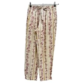 Pantalones Forte Forte con Estampado de Flores Rosa Seda
