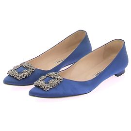 Manolo Blahnik Ballerine in camoscio blu "Hangisi"