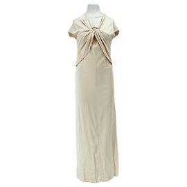 Autre Marque TOVE Hellbeiges langes Kleid mit kurzen Ärmeln