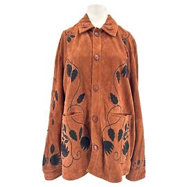 Autre Marque BAZISZT Brown Suede Jacket with Embroidery