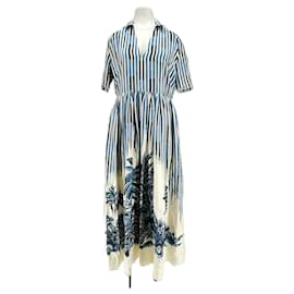 Vestido maxi de seda Christian Dior azul con estampado
