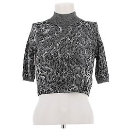 Top corto de leopardo gris en lurex Paco Rabanne