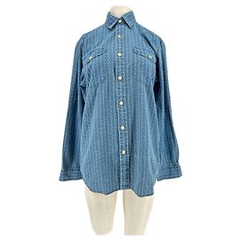 Camisa de denim azul Polo Ralph Lauren com padrão branco