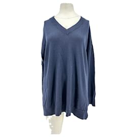 LEVETE ROOM Navy V-neck Wool Sweater M - Autre Marque