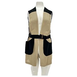 Giacca bicolore La Perla in misto ramie beige