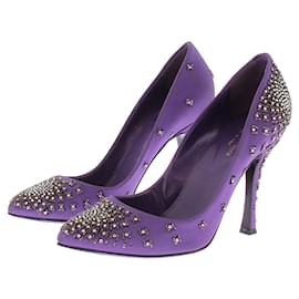 Décolleté Sergio Rossi in raso di seta viola e strass