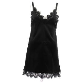 Khaite kurzes schwarzes Kleid mit Spitzen Trägern