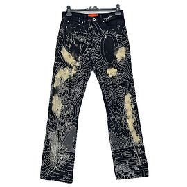 Autre Marque Jeans neri con stampa e strass WHO DECIDES WAR Taglia 30