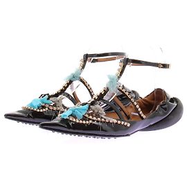 Autre Marque Bailarinas de charol negro con strass