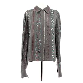 Chemise grise Louis Vuitton avec détails en caoutchouc multicolores