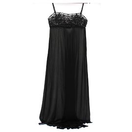Robe longue noire en soie avec broderie Gianni Versace Couture