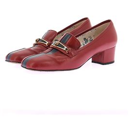 Gucci Lederloafers mit Absatz Rot