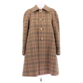 Céline Wollmantel mit Karomuster beige