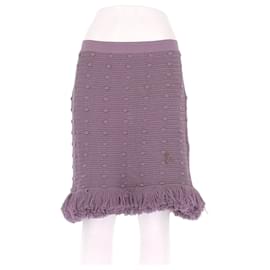 Falda corta morada de algodón con flecos Bottega Veneta