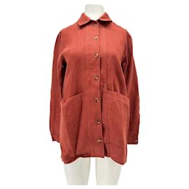 Camisa de lino SéZane burdeos