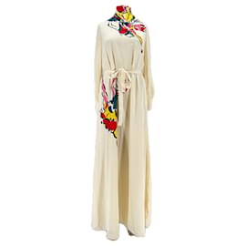 Vestido maxi de seda beige Tory Burch